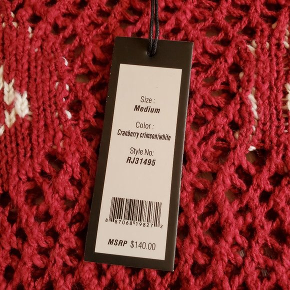 Romeo + Juliet Couture Red and White Open Weave Sweater Size M NWT - Picture 11 of 16
